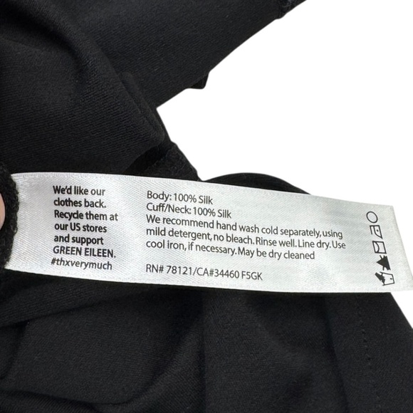 Eileen Fisher Stretch Silk Mesh Longline Rounded V Neck Long Sleeve Tunic Top - Picture 7 of 12